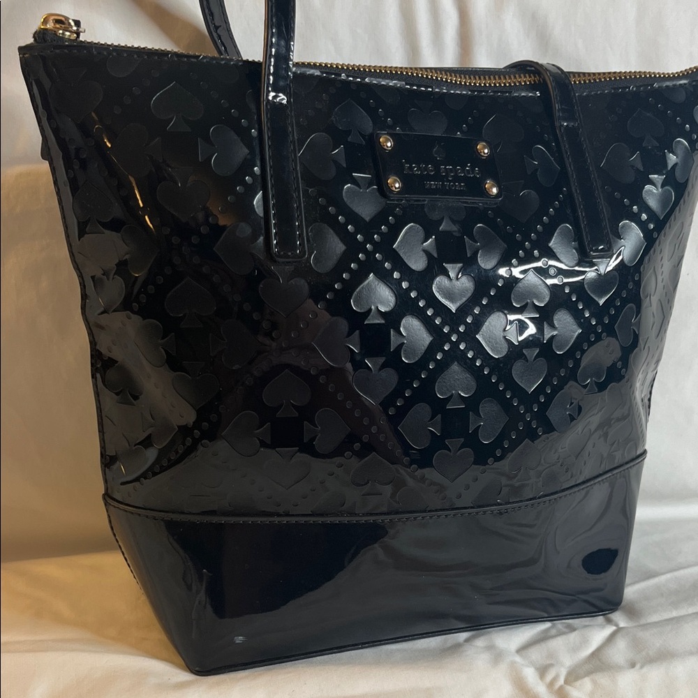 Kate Spade Black Patent logo tote
